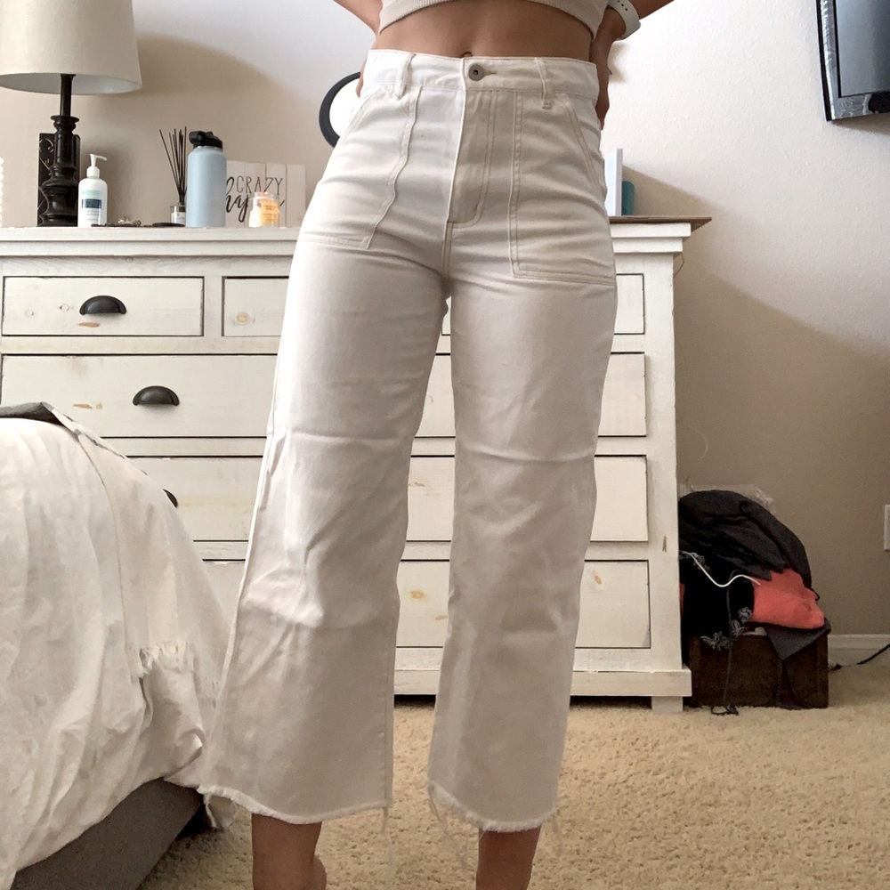 White wide leg jeans